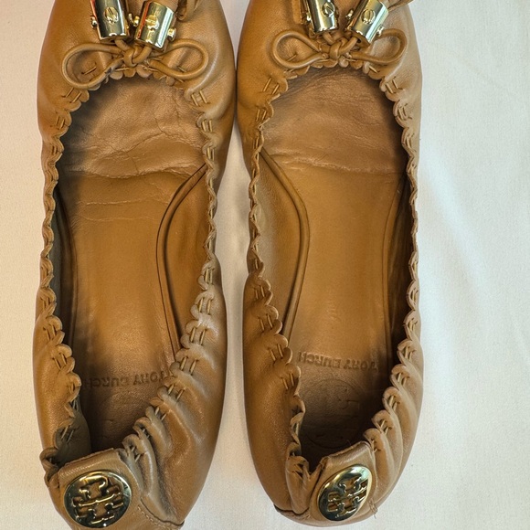 Tory Burch Reece-Mostico Leather Ballet Flats Size 7.5 Color Royal Tan - Picture 9 of 13